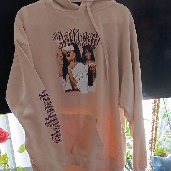 Aaliyah Tops - Aaliyah Graphic Beige Hoodie